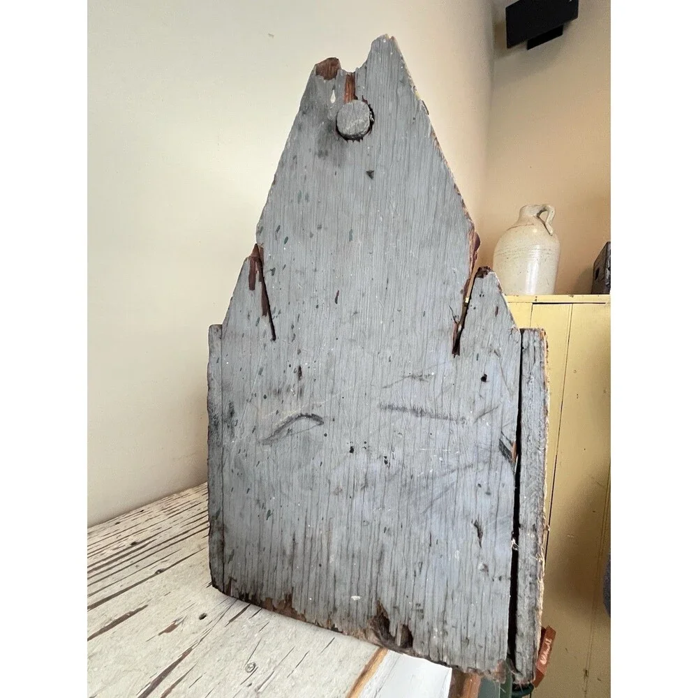 Vintage Grey Primitive Carpenter's Wooden Tool Box Caddy Tote Rustic Wood 21”